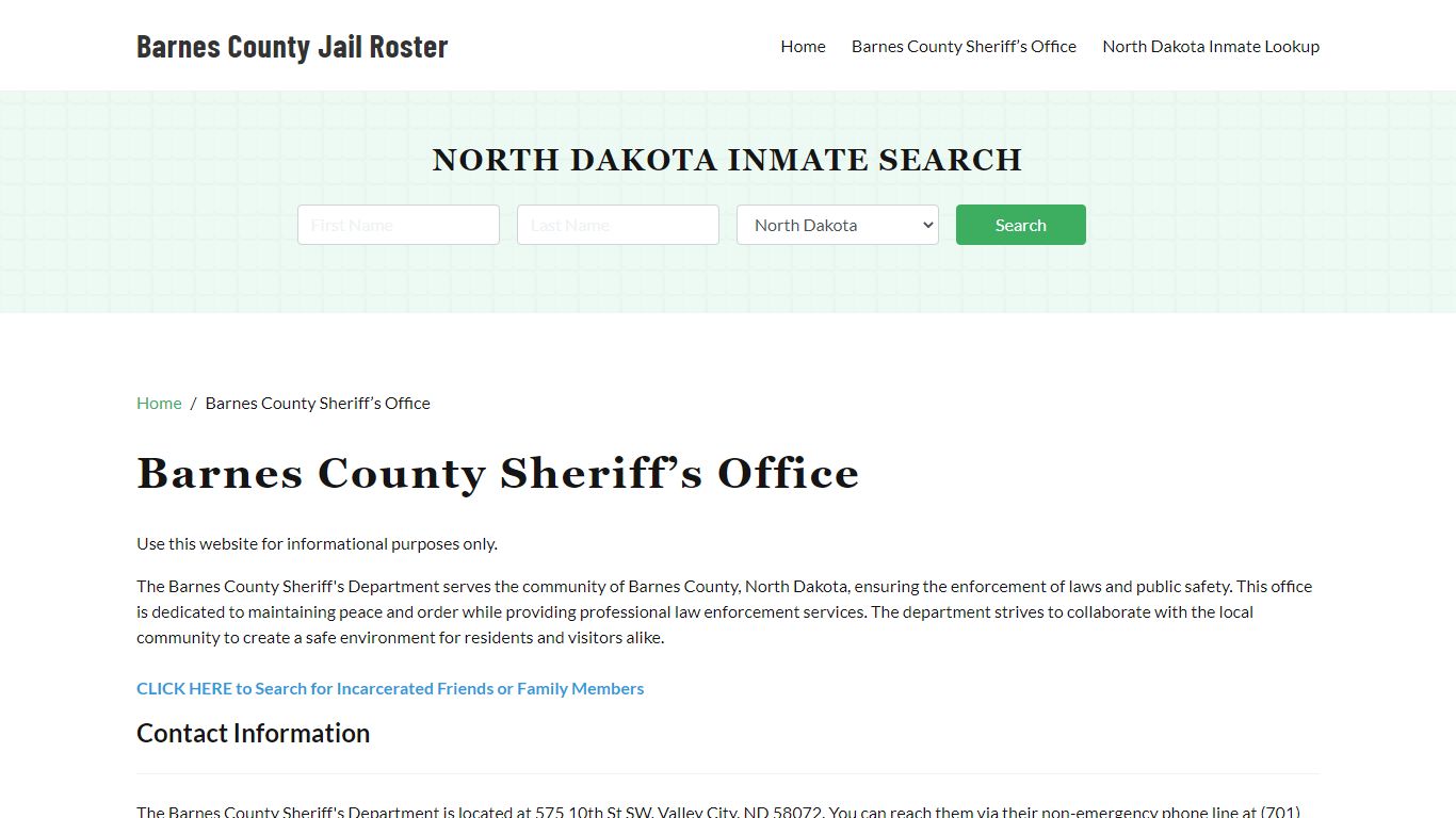 Barnes County Sheriff Office, ND, Arrest Warrants Search