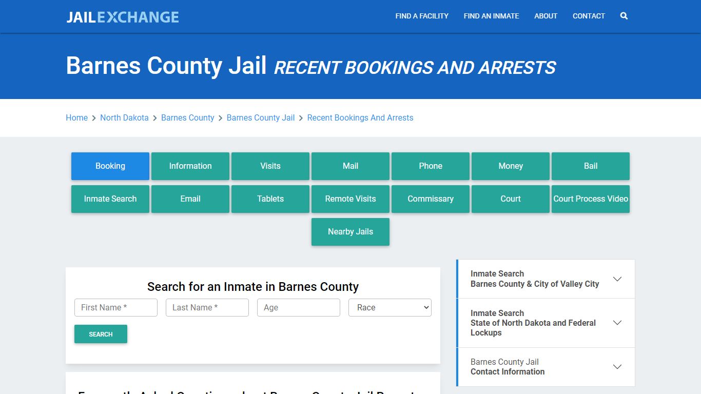 Barnes County Jail Recent Bookings And Arrests - Jail Exchange