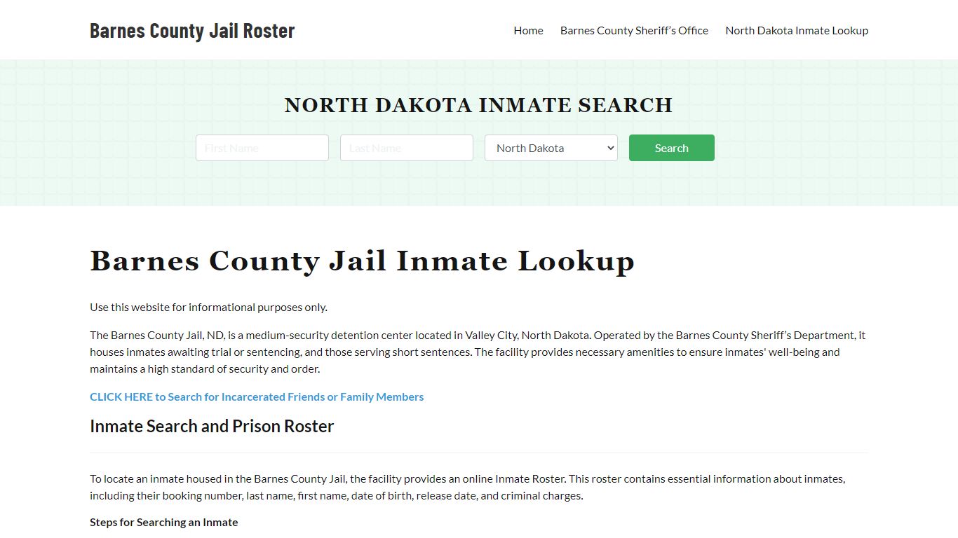 Barnes County Jail Roster Lookup, ND, Inmate Search