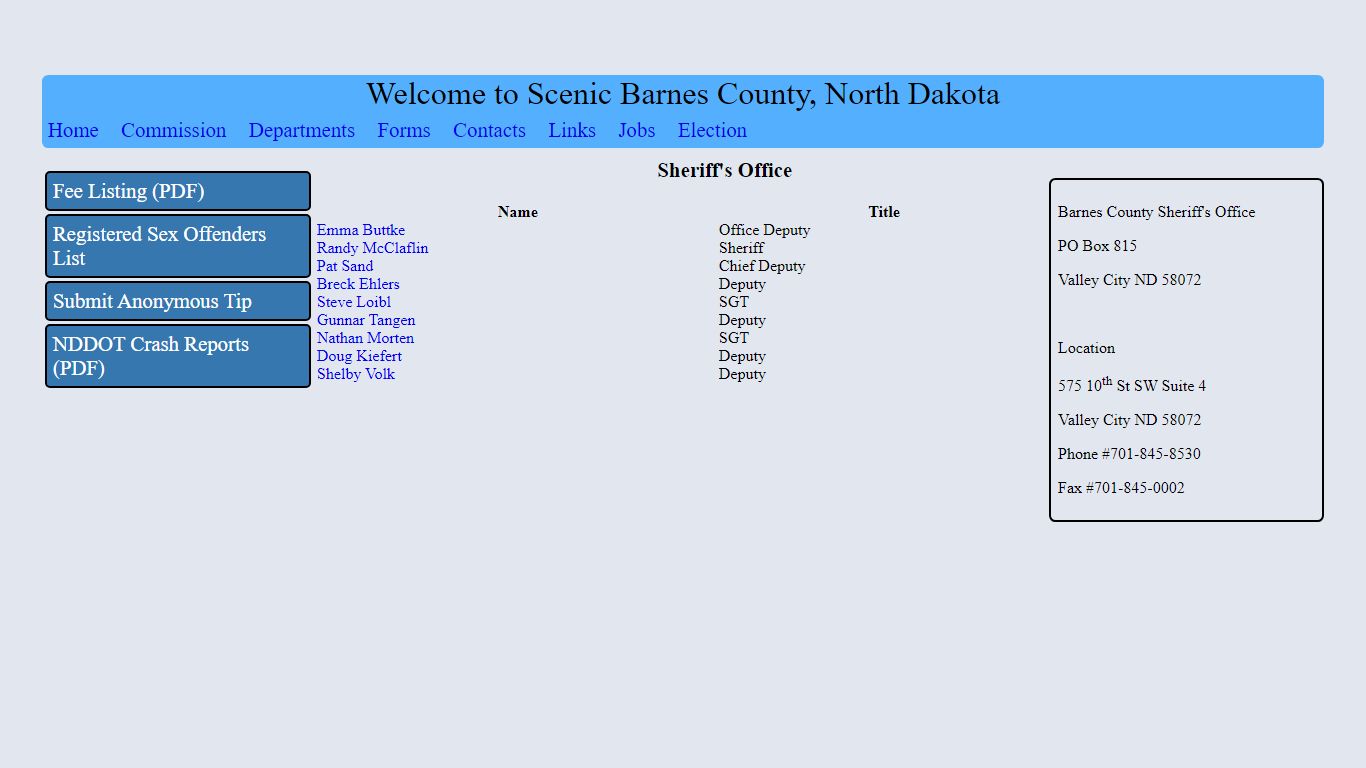 Sheriff's Office - Barnes County